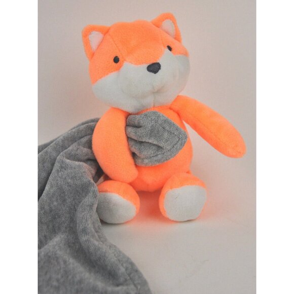 CARTER'S Orange FOX Plush RATTLE Gray SECURITY Blanket LOVEY Cuddle L31251H Euc - Picture 2 of 4